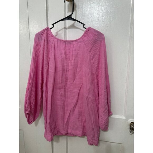 LOFT women’s size large cotton pink blouse - Picture 8 of 9